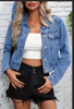 Women's Long Sleeve Denim Jacket – Streetwear Flip Collar Jean Jacket by FitiqueFit