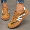 Leopard Print Round Toe Lace-Up Sneakers – PU Casual Flats by FitiqueFit