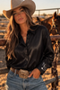 Neon Spur Embroidered Logo Satin Button Up Rodeo Shirt -Black by Neon Spur