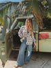 White Wedding Retro Floral Button Up Blouse by Lil Bee's Bohemian