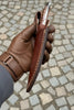 Damascus Hunting Skinner Knife Brown Micarta | Handle and Leather Sheath by JW SteelCrafts