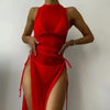 Women's Solid Color Three-Piece Bikini Set with Maxi Dress Cover-Up by FitiqueFit