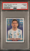 Graded 2022 Panini World Cup Lionel Messi #ARG20 Gray Back Soccer Sticker Card PSA 9 Mint