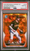 Graded 2023 Topps Bowman Chrome S/E Jackson Merrill #244 Prospects Orange #/75 Rookie RC Baseball Card PSA 10 Gem Mint