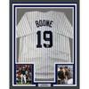 Framed Autographed/Signed Aaron Boone 35x39 New York Pinstripe Baseball Jersey Beckett BAS COA by Hall of Fame Sports Memorabilia