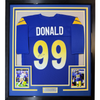 Framed Autographed/Signed Aaron Donald 35x39 Los Angeles LA Royal Blue Football Jersey JSA COA