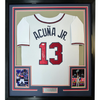 Framed Autographed/Signed Ronald Acuna Jr. 35x39 Atlanta White Baseball Jersey JSA COA by Hall of Fame Sports Memorabilia