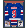 Framed Autographed/Signed Adam Graves 35x39 New York Blue Hockey Jersey Beckett BAS COA