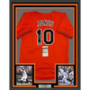 Framed Autographed/Signed Adam Jones 35x39 Baltimore Orange Baseball Jersey JSA COA