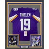 Framed Autographed/Signed Adam Thielen 35x39 Minnesota Purple Football Jersey JSA COA