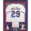 Framed Autographed/Signed Adrian Beltre 35x39 Texas White Baseball Jersey JSA COA