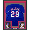 Framed Autographed/Signed Adrian Beltre 35x39 Texas Blue Baseball Jersey JSA COA