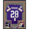 Framed Autographed/Signed Ahmad Rashad 35x39 Minnesota Vikings Purple Football Jersey JSA COA