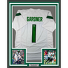 Framed Autographed/Signed Ahmad Sauce Gardner 35x39 New York White Football Jersey Beckett BAS COA