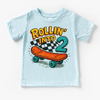 Rollin Into 2 Boys Skateboard 2nd Birthday Shirt - Birthday Tee by Madi Moosh