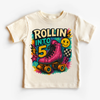Rollin Into 5 Roller Skating Birthday Shirt - 5th Birthday Tee by Madi Moosh