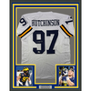 Framed Autographed/Signed Aidan Hutchinson 35x39 Michigan White College Football Jersey Beckett BAS COA