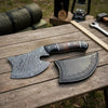 Damascus Bearded Hatchet with Contoured Full Tang Handle by JW SteelCrafts
