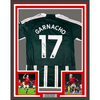 Framed Autographed/Signed Alejandro Garnacho 35x39 Manchester United Green Soccer Jersey Beckett BAS COA