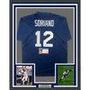 Framed Autographed/Signed Alfonso Soriano 35x39 New York Blue Baseball Jersey PSA/DNA COA