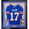Framed Autographed/Signed Josh Allen 35x39 Buffalo Bills Blue Authentic Elite Football Jersey Fanatics COA