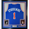 Framed Autographed/Signed Amare Stoudemire 35x39 New York Blue Basketball Jersey Beckett BAS COA