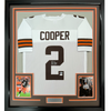Framed Autographed/Signed Amari Cooper 35x39 Cleveland White Football Jersey JSA COA