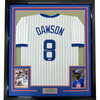 Framed Autographed/Signed Andre Dawson 35x39 Chicago White Pinstripe Baseball Jersey JSA COA