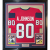 Framed Autographed/Signed Andre Johnson 35x39 Houston Texans Red Football Jersey JSA COA by Hall of Fame Sports Memorabilia