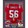 Framed Autographed/Signed Andre Tippett 35x39 HOF 08 New England Red Football Jersey JSA COA