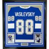 Framed Autographed/Signed Andrei Vasilevskiy 35x39 Tampa Bay Blue Hockey Jersey PSA/DNA COA by Hall of Fame Sports Memorabilia