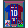 Framed Autographed/Signed Ansu Fati 35x39 FC Barcelona Blue Soccer Jersey Beckett BAS COA