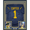 Framed Autographed/Signed Anthony Carter 35x39 Michigan Blue College Football Jersey JSA COA by Hall of Fame Sports Memorabilia