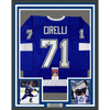 Framed Autographed/Signed Anthony Cirelli 35x39 Tampa Bay Blue Hockey Jersey JSA COA by Hall of Fame Sports Memorabilia