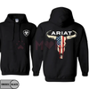 Ariat-Inspired American Flag Bull Skull Hoodie – Unisex Western Cowboy Pullover by Dog Mom Hat