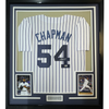 Framed Autographed/Signed Aroldis Chapman 35x39 New York Pinstripe Baseball Jersey Beckett BAS COA by Hall of Fame Sports Memorabilia