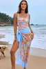 🌺 Square Neck Printed One-Piece Swimwear & Cover-Up Set by FitiqueFit