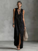 Women's Sleeveless Deep V-Neck Hooded Loose Maxi Dress – 6 Colors XS–3XL by FitiqueFit