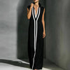 Women's V-Neck Color-Block Sleeveless A-Line Maxi Dress – 4 Colors XS–2XL by FitiqueFit