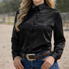 Noire Crystal Heart Satin Button Up Rodeo Shirt by Neon Spur