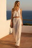 Women's V-Neck Sleeveless Camisole Top & Wide Leg Pants Set by FitiqueFit