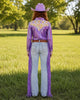 Girls Daphne Purple Metallic Pearl Snap Rodeo Shirt by Neon Spur