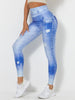 Denim-Look Peach Butt Yoga Leggings – Slim Fit Fitness Workout Pants by FitiqueFit