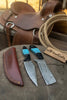 Handmade Damascus Skinner 7”–8” Knife Set Cowboy Ranch Blades Turquoise Handle with Sheath by JW SteelCrafts