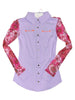 AeroTEQ Girls Lilac Bloom Mesh Pearl Snap Rodeo Shirt by Neon Spur