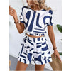 Printed Casual Two-Piece Set – Short Sleeve Top & Shorts by FitiqueFit