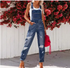 Women's Cropped Ripped Denim Overalls – Streetwear Strap Bib Jeans by FitiqueFit