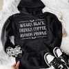Wears Black hoodie (finished product) by Madness & Mayhem LLC