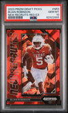Graded 2023 Panini Prizm Draft Picks Bijan Robinson #NR3 New Recruits Red Ice Rookie RC Football Card PSA 10 Gem Mint