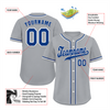 Custom Grey Classic Style Blue Authentic Baseball Jersey